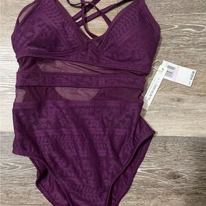 Bleu Rod Beattie Deep Purple Lace Swimwear
